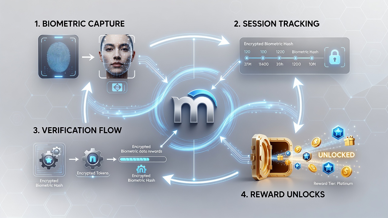 Flowchart illustrating biometric verification steps connected to reward unlock logic in mobile casino sessions
