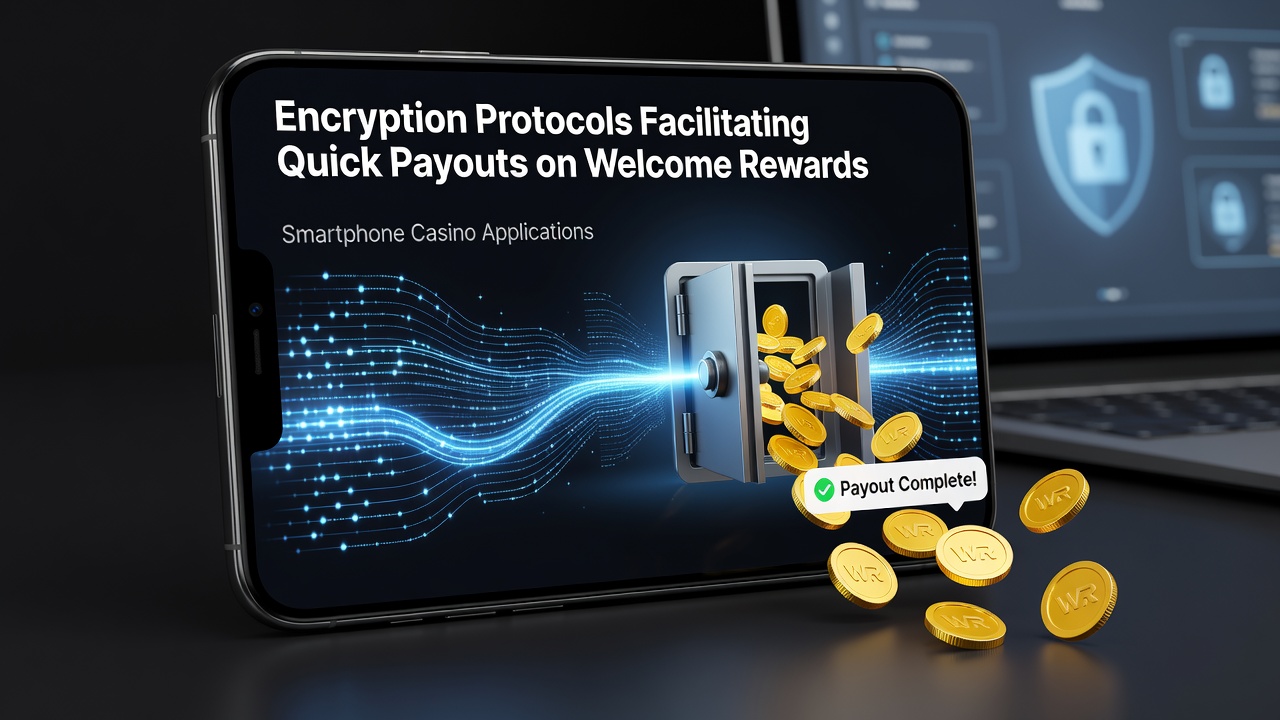Smartphone displaying secure casino app interface with encryption indicators and welcome bonus notification