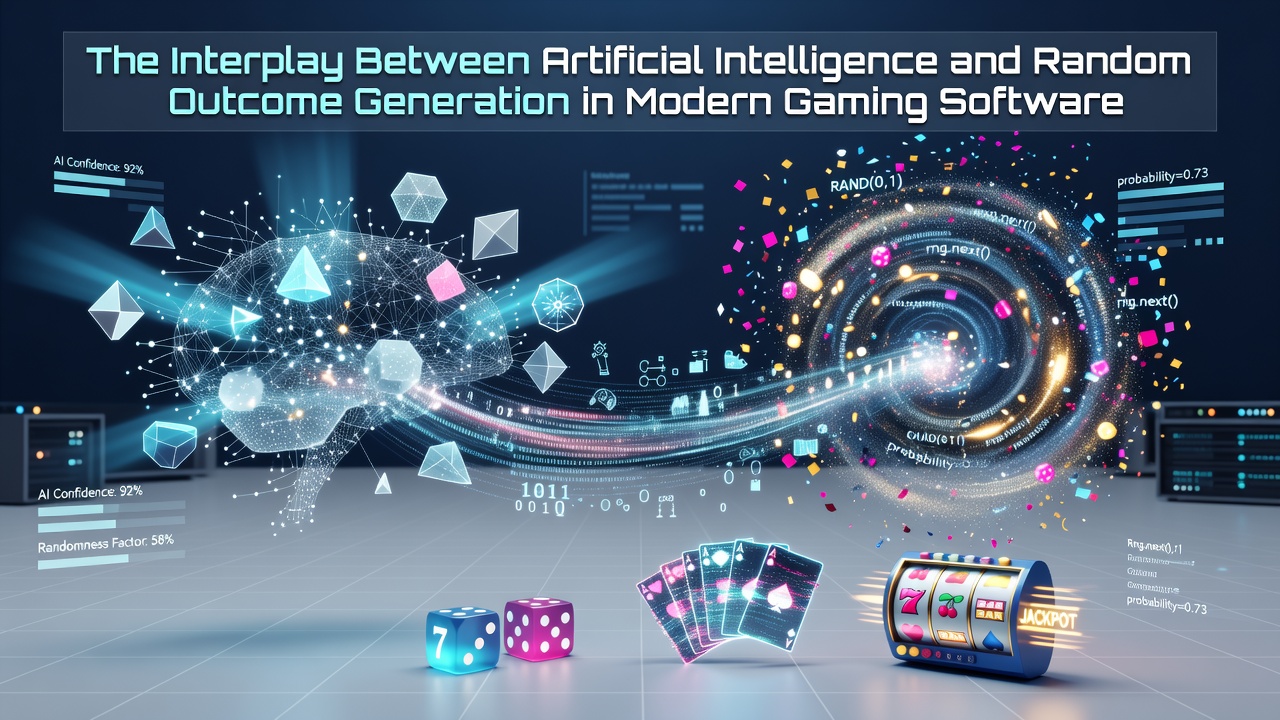 Visualization of AI algorithms interacting with random number generators in gaming software interfaces
