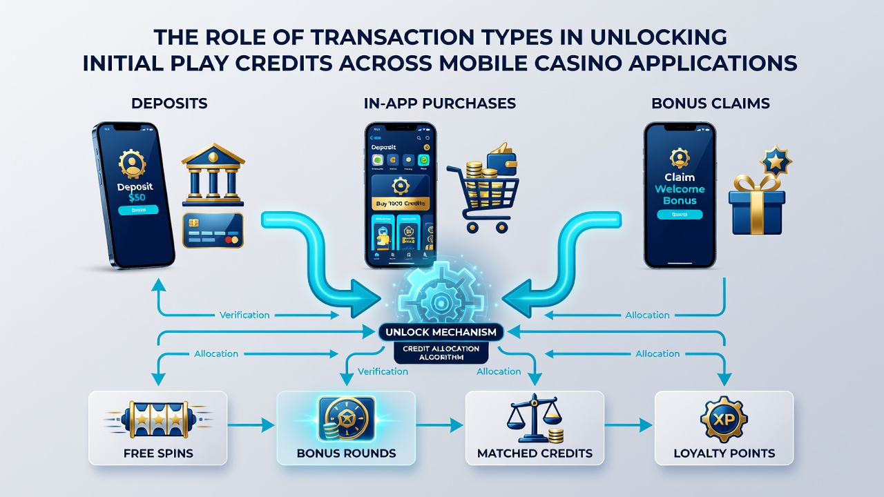 Close-up view of mobile casino transaction history showing credit unlocks from different payment types